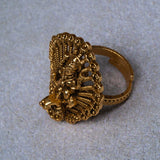 Deep Nakas Lakshmi With Peacock Ring 24kt Gold polish