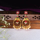 Parrot With pink kundan Chandbali Earrings 24kt Gold Polish