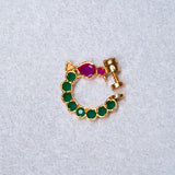 Deep Nakas Green Kundan Studded With Parrot Nosepin 24kt Gold polish