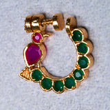 Deep Nakas Green Kundan Studed Nosepin 24kt Gold polish