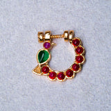 Deep Nakas Red Kundan Studed Nosepin 24kt Gold polish