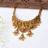 Deep Nakas Krishna With Pink Kundan Cz Short Necklace in 24kt Gold Polish