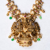 Deep Nakas Ganesha With Cz Studed Long Necklace in 24kt Gold Polish