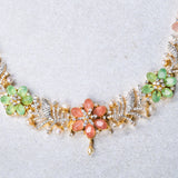 Flowers in Multi Colour Avikam Short Necklace With Earrings 18kt Gold Polish