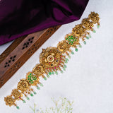 Deep Nakas Peacocks With Green Polkis Vaddanam 24kt Gold Polish