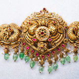 Deep Nakas Peacocks With Green Polkis Vaddanam 24kt Gold Polish