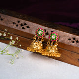 Deep Nakas Multi colour Kundan With Moissanite Jhumkas in 24kt Gold polish