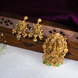 Deep Nakas Shiva Parvathi And Ganesha With Cz in Pendant With Earrings  24kt Gold Polish