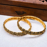 Deep Nakas with Leafs 24kt Gold Plated Bangales