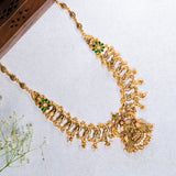 Deep Nakas Mahalakshmi  in Cz Studded With Green Kundan Short Necklace 24kt Gold Polish