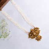 Deep Nakas Gajalakshmi in pearls long Necklace with CZ Studed 24kt Gold Polish