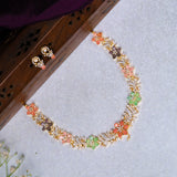Floral garden in Multi Colour Avikam Short Necklace With Earrings 18kt Gold Polish