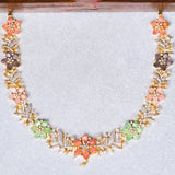Floral garden in Multi Colour Avikam Short Necklace With Earrings 18kt Gold Polish