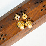 Leaves Studded In CZ Earrings 18kt Gold Polish