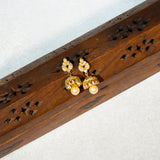 Leaves Studded In CZ Earrings 18kt Gold Polish