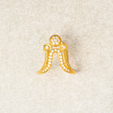 Flower In Pink And Green Stone Studed With Cz Vanki Ring 18kt Gold Polish