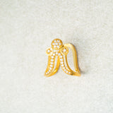 Flower In Pink And Green Stone Studed With Cz Vanki Ring 18kt Gold Polish