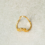 Flower In Pink And Green Stone Studed With Cz Vanki Ring 18kt Gold Polish