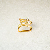 Flower In Pink And Green Stone Studed With Cz Vanki Ring 18kt Gold Polish