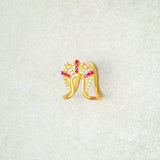 Pink And White Cz Studded Vanki Ring 18kt Gold Polish