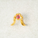 Flower In White CZ Studed Vanki Ring 18kt Gold Polish