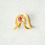 Flower In White CZ Studed Vanki Ring 18kt Gold Polish