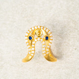 Blue And White Cz Studed Vanki Ring 18kt Gold Polish