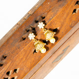 Flower in CZ Studded  Bell Bottom Earrings 18kt Gold Polish