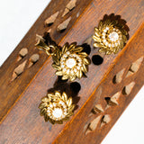 Flower pendant With Earrings in Moissanite 18kt Gold Polish