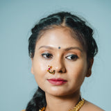 Deep Nakas Green Kundan Studded With Parrot Nosepin 24kt Gold polish