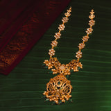 Peacock in Cz Studded With Green Kundan Short Necklace 18kt Gold Polish