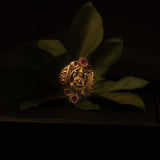 Deep Nakas Mahalakshmi With Pink Kundan Ring 24kt Gold Polish