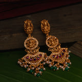 Deep Nakas Lakshmi With Ruby and green dangles Short Necklace in 24kt Gold polish