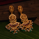Deep Nakas Lakshmi With Ruby and green dangles Short Necklace in 24kt Gold polish
