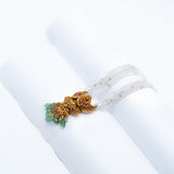 Deep Nakas Lord Garuda With Green Polkis Pendant  24kt Gold Polish