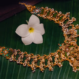 Deep Nakas Mahalakshmi  in Cz Studded With Green Kundan Short Necklace 24kt Gold Polish