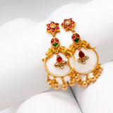 Parrot With pink kundan Chandbali Earrings 24kt Gold Polish