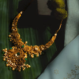 Deep Nakas Peacock With Pearl Neclace Kundan White And Red Ruby 24kt Gold polished