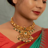 Deep Nakas Peacock With Pearl Neclace Kundan White And Red Ruby 24kt Gold polished