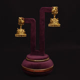 Deep Naka Peacock Antique Jhumka Kundan 24kt Gold polished