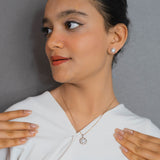 Pendant Earrings Set Sliver and Rose gold (2A)