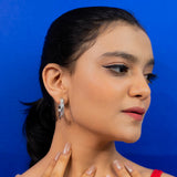 3 Layer Geometric Circle Earrings In White Gold