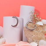 3 Layer Geometric Circle Earrings In White Gold