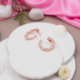 Baguette And Round Brilliant Cut Earring In Rose Gold