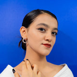 Baguette And Round Brilliant Cut Earring In Rose Gold