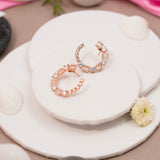 Baguette And Round Brilliant Cut Earring In Rose Gold