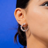 Baguette And Round Brilliant Cut Earring In Rose Gold