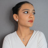 Mother of Pearl Pendant Set In White gold (5A)