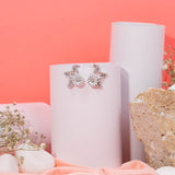 Half Star With Flower Earrings In White Gold (5B)