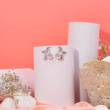 Half Star With Flower Earrings In White Gold (5B)